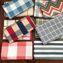High quality plaid stripes thickened cotton rough cloth sheets three-piece set cotton linen cotton canvas Sofa tablecloth fabric