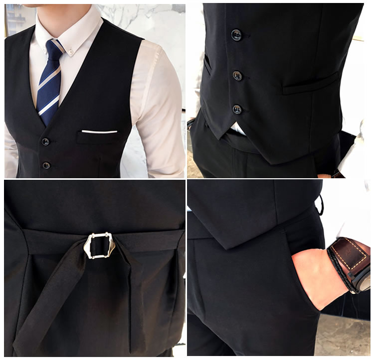 Anh em ăn mặc phù hợp với bộ vest vest ba mảnh nam mùa thu mỏng phù hợp với đám cưới quần áo sinh viên áo sơ mi nam