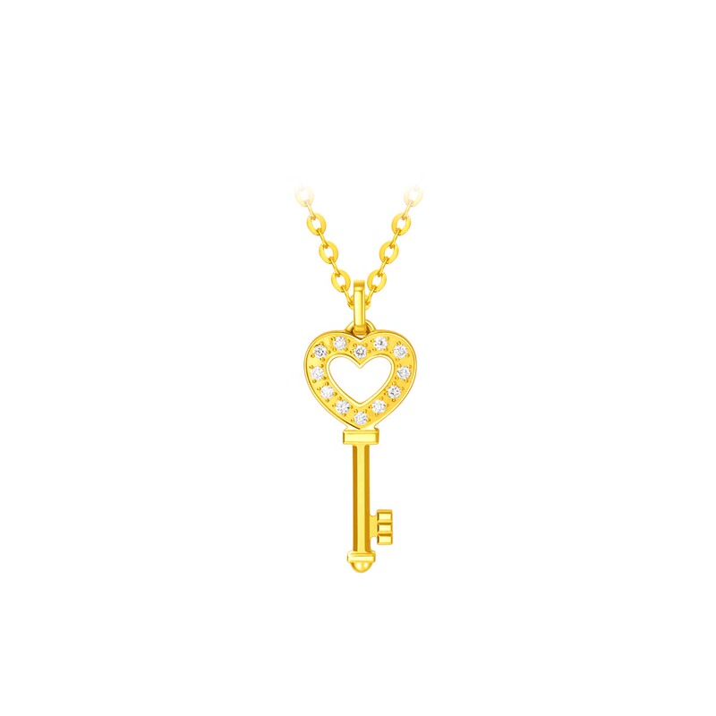 Chow Tai Fook Ing X D Series Full Circle Heart Key Pure Gold Diamond-Encrusted Pendant Pure Gold Ru192 Chow Tai Fook Ing X D Series Full Circle Heart Key Pure Gold Diamond-Encrusted Pendant Pure Gold Ru192