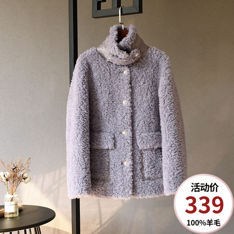 2020 autumn and winter Korean version Short-cut cashmere grain suede cashmere wool UV cover small sub-fur integrated large coat woman