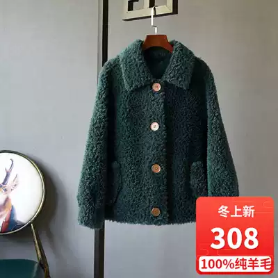 Cut code clearance lamb wool fur coat women 100% pure wool composite fur one short cashmere coat