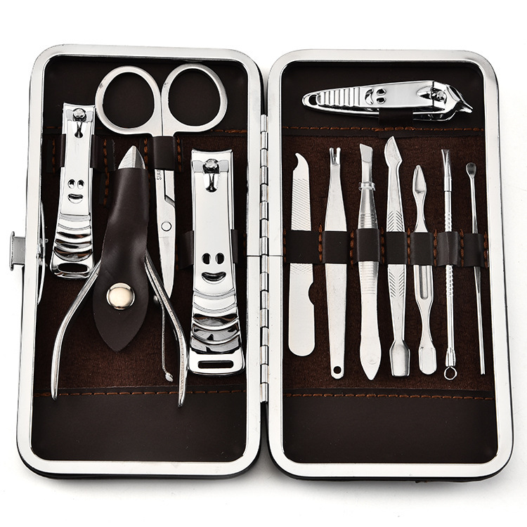 twelve pieces of sets nail-knife-mounted digging ear spoons Mejia suit hands and feet trimmings Nose Hair Scissors Stainless Steel Works