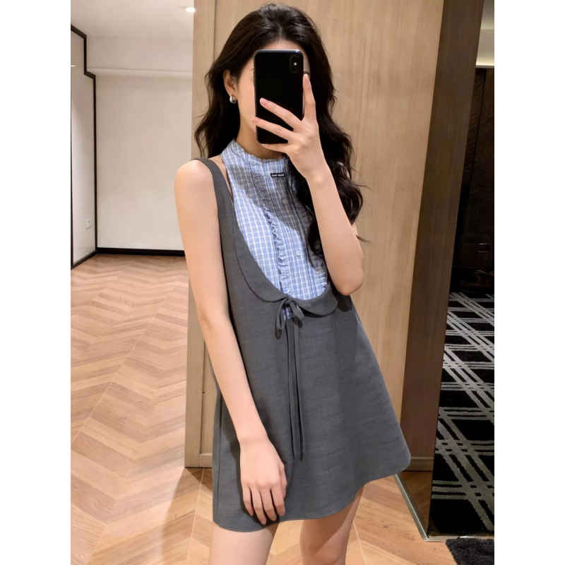 Super Stylish Age-Reducing Dress, Fake Two-Piece Patchwork Tank Dress for Women, New Spring Model, Unique and Beautiful Dress Super Stylish Age-Reducing Dress, Fake Two-Piece Patchwork Tank Dress for Women, New Spring Model, Unique and Beautiful Dress