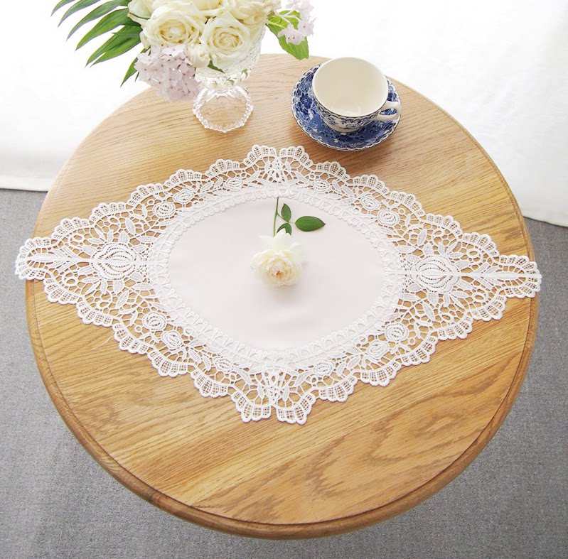 Eurostyle embroidered rose small tablecloths bunk bed head cabinet cover towels style palace vase table lamp decoration anti-scraping mat A-20