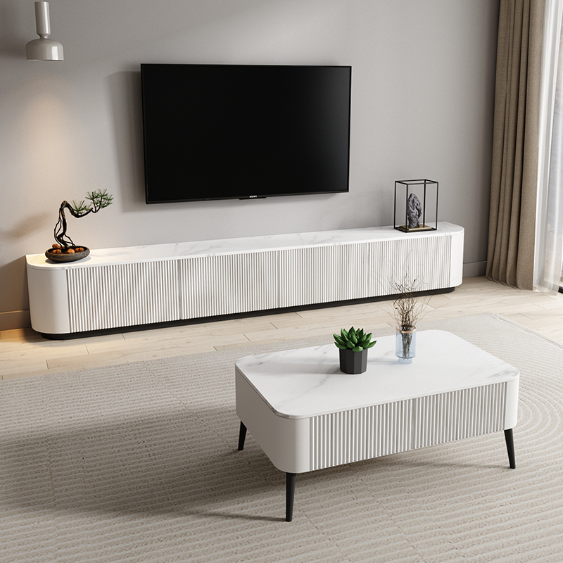 Rock TV cabinet tea combination modern minimal ultra-long living room light luxury white paint large and small household landing cabinet