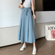 Chiffon wide-leg pants women's summer thin section nine-point a-line half-length hakama high waist loose drape elegant gauze pants