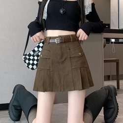 Autumn Melard Sweet Cool Girl Workwear Skirt Women's Autumn and Winter New High-Waisted Short Skirt A-Line Hip-Hugging Pleated Skirt