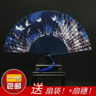 Japanese folding fan women's silk silk fan cherry blossom ancient folding small fan female fan farewell student Net red fan