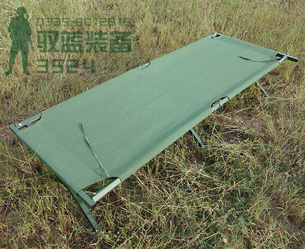 Military Mark Folding Bed Army Green Single Soldier Steel Tube Bed Iron Bed Frame Triple Fold Bed Canvas Folding Self-Driving Portable Bed