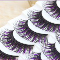 Japanese thick stage false eyelashes plus purple makeup eyelashes realistic handmade extension shoot two free glue