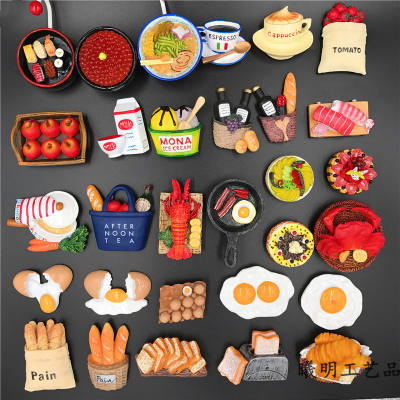 Simulated European-style food resin fridge magnets, magnetic eggs, bread, three-dimensional creative tomatoes, 2 pieces with free shipping