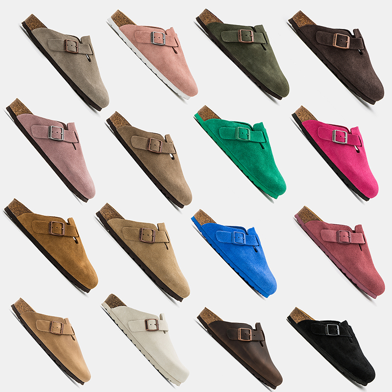 Xiangxiangjia Upgraded Version Closed-Toe Half-Slipper Genuine Leather Birkenstock-Style Slippers Cork Slip-On Versatile Couple Shoes for Men and Women Xiangxiangjia Upgraded Version Closed-Toe Half-Slipper Genuine Leather Birkenstock-Style Slippers Cork Slip-On Versatile Couple Shoes for Men and Women