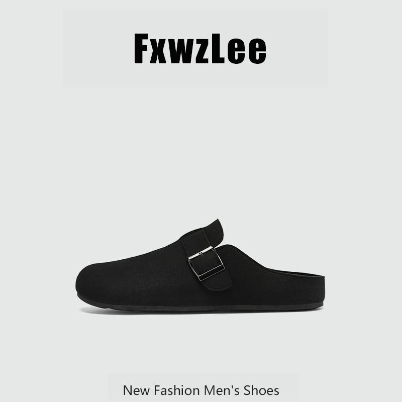 [Same Style as in Shopping Malls] Fxwzlee2026 Personalized Buckle Closed-Toe Comfortable Birkenstock-Style Half-Slippers for Men, Slip-On