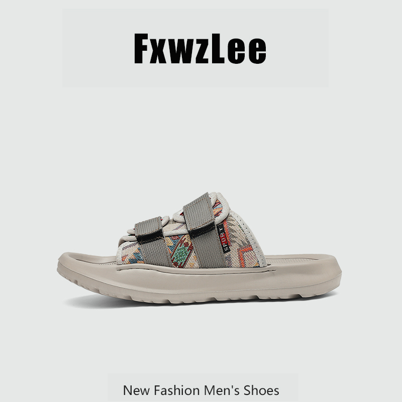 【National Style Embroidery】Fxwzlee2026 Summer Lightweight and Comfortable Slip-On Men's Beach Sandals 【National Style Embroidery】Fxwzlee2026 Summer Lightweight and Comfortable Slip-On Men's Beach Sandals