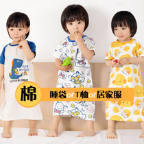 Superman Bean Baby Conjoined Sleeping Bag Baby Spring Summer Cotton Home Clothes Childrens Sleepwear Summer Thin