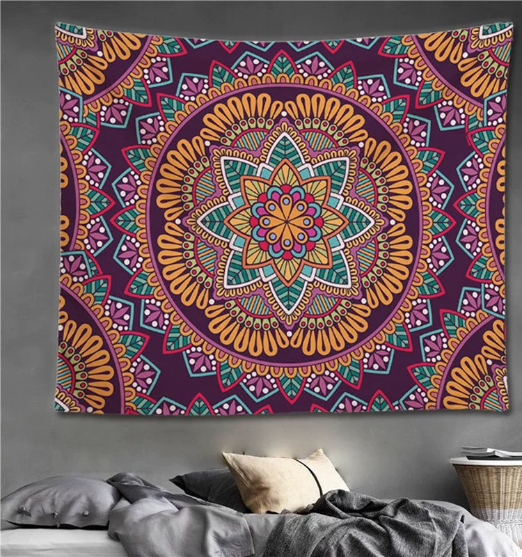 Mandala Ấn Độ đầu giường tường trang trí hình học trang trí tường tấm thảm tấm khăn trải bàn vải nền rèm treo rèm
