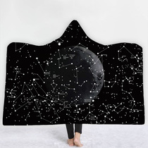 Export starry sky hooded plus velvet double-layer leisure home sofa lazy blanket with hat nap cover quilt to keep warm