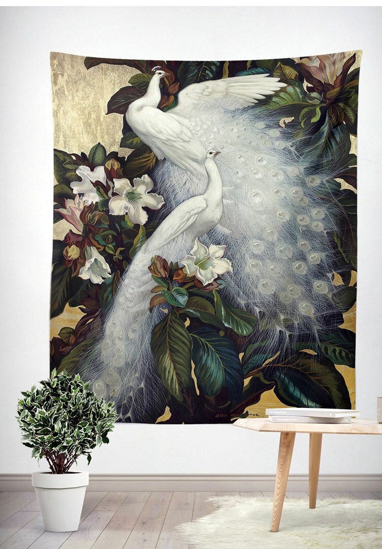 Peacock mở tường trang trí tấm thảm phòng ngủ phòng khách vải nền khăn trải bàn treo tường vải treo rèm treo tường thảm treo tường 2m