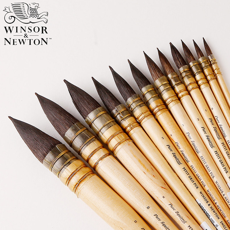 Winsor Newton watercolor pen blue squirrel hair mop pen handmade mop fat round head gouache oil painting acrylic brush