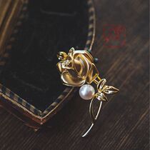 Orchid Rose Rosary Flowers Themed Seawater Pearl Brooch