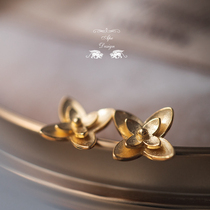 {Double petals hydrangea} 925 silver stud earrings noble retro