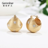 Двухцветные серьги, с драгоценным камнем, 18 карат, со снежинками