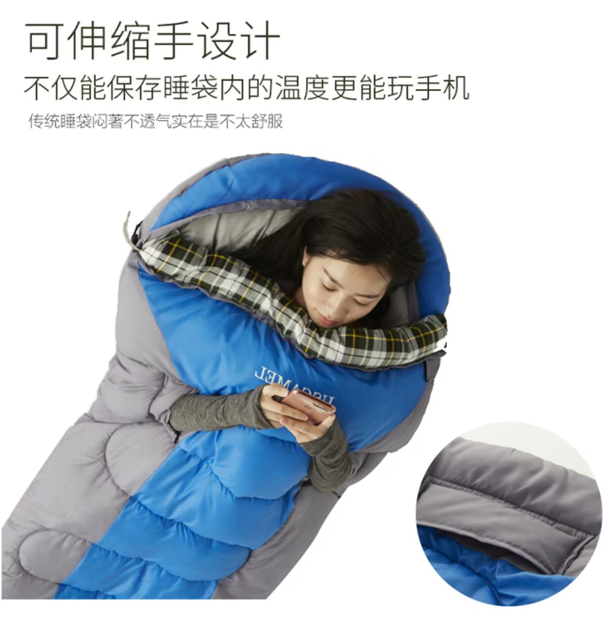 Túi ngủ nhân tạo lạnh dành cho người lớn nam và nữ mùa đông dày lên ấm áp đơn người lớn ngoài trời di động trong nhà túi ngủ đôi