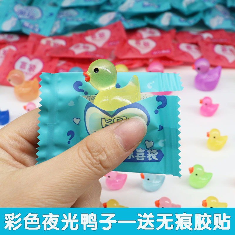 Mini Luminous Colorfulful Duck Miniature Gadgets Animal Model Desktop Ornaments Children's Toys Gifts
