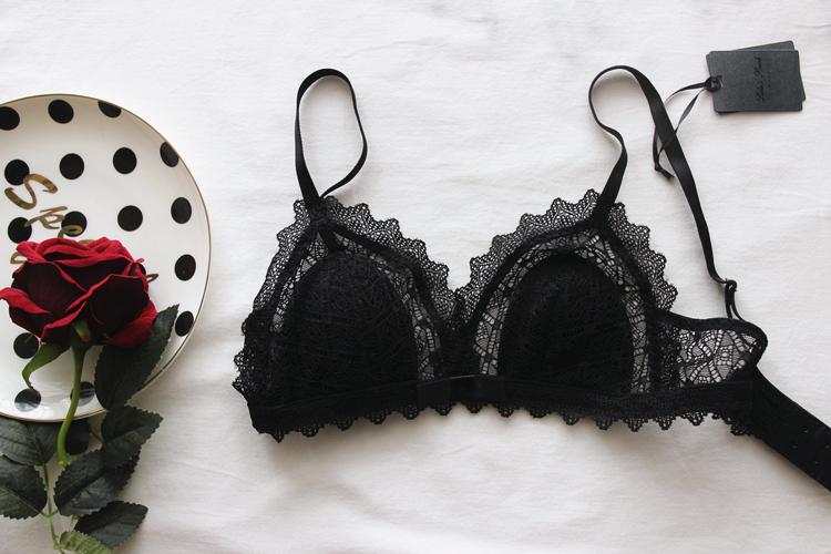 Ren mỏng cotton không thép vòng tam giác gợi cảm cup bra đặt bralette cô gái đồ lót đồ lót ren quyến rũ