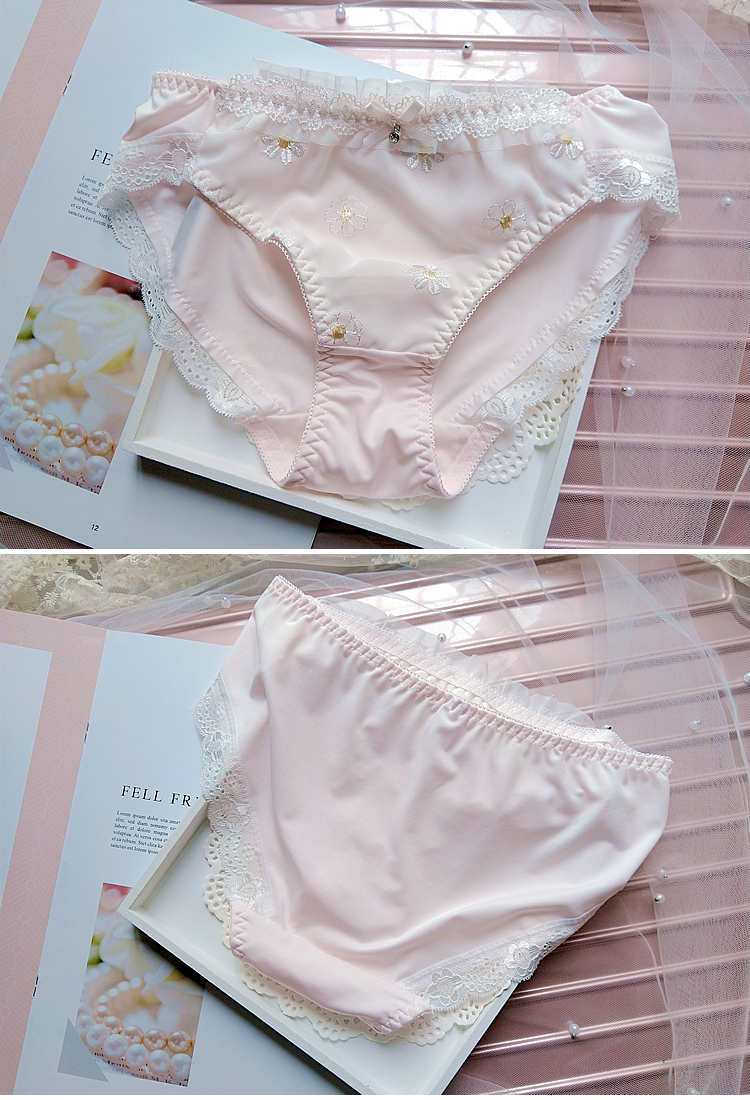 Nhật Bản mềm mại ngọt ngào cô gái sinh viên dễ thương đồ lót thêu hoa sữa lụa ren giữa eo cô gái đồ lót - Giống cái quần lót nam