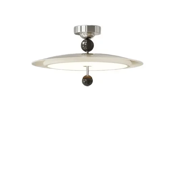 French-Style Cream Ceiling Light for Bedroom, Creative and Unique Room Ceiling Light for Master Bedroom, Mid-Century Style Eye-Protecting Study Ufo Light