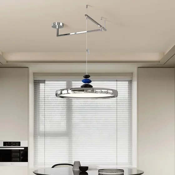 Minimalist 2025 New Model Swing Arm Chandelier Restaurant Light Full Spectrum High Cri Mid-Century Bauhaus Flying Saucer Bar Counter Lighting