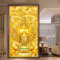 Cross embroidered Thousand-hand Guanyin 2021 new full drill living-room gold Buddha family point Brick Stone Show Diamond Painting 5D