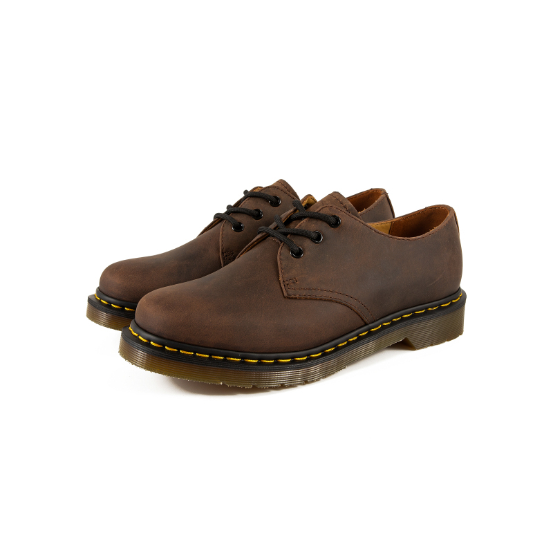 Martin British Style Vintage Distressed Crazy Horse Leather 1461 Brown 3-Hole Low-Top Round-Toe Genuine Leather Casual Shoes for Men and Women