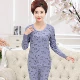 Trung niên và người già in quần áo mùa thu quần dài phù hợp với nữ cotton mẹ đồ lót nhiệt 100% cotton kích thước lớn trung bình cổ cao