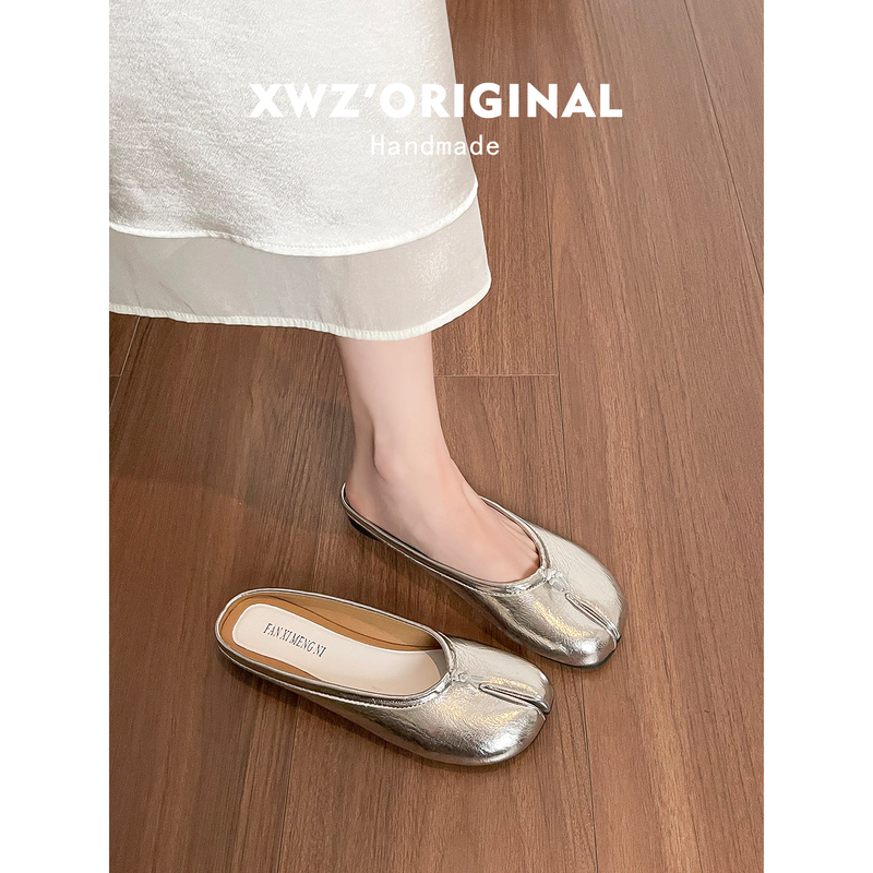 Sheepskin Version ~ Split-Toe Pig's Trotters Shoes, Closed-Toe Half-Slippers for Women, Summer Casual Slip-On Flat Mules