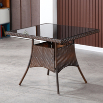 Simple modern small coffee table Storage Rattan tempered glass small round table Balcony garden set Leisure tea table