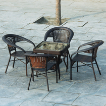 Rattan chair Three-piece living room balcony Outdoor leisure chair Coffee table combination Rattan woven furniture Table and chair Teng chair clearance