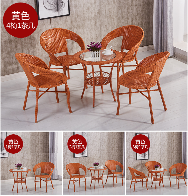 Giải trí đơn giản ghế mây lưu trữ bàn cà phê ba mảnh đồ nội thất trong nhà và ngoài trời Bàn ban công hiện đại và bộ ghế năm mảnh - Bàn ghế ngoài trời / sân bàn cafe ngoài trời