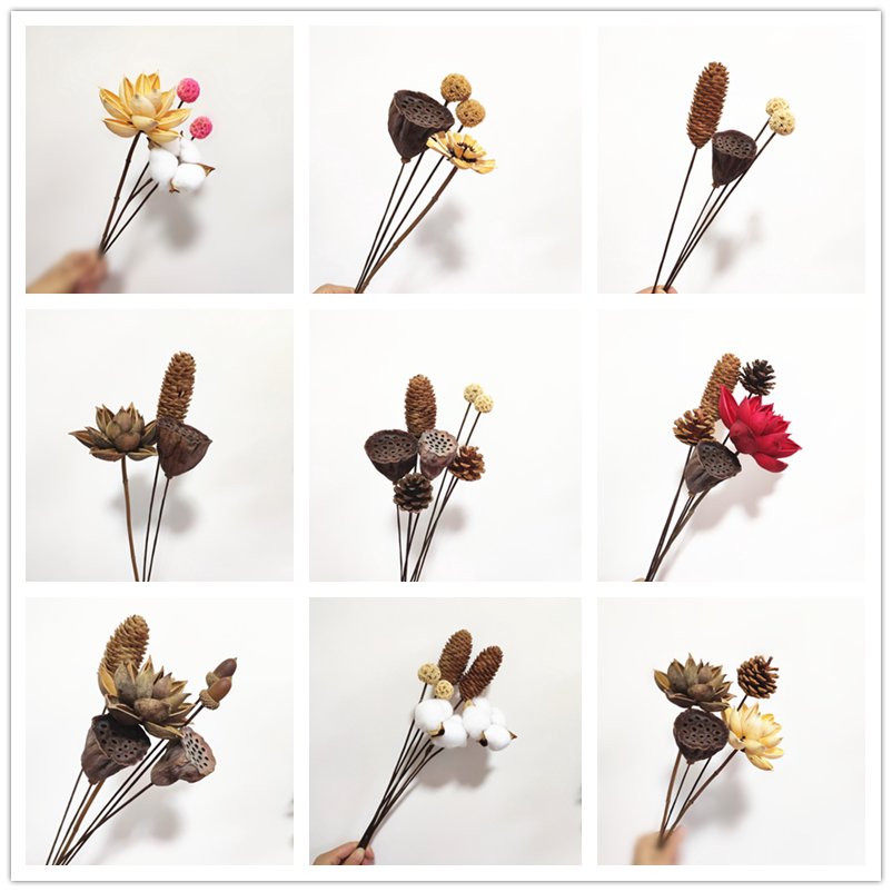 Handmade Dry Flower Lotus Lotus Lotus Flowers Lotus Fruit Lulotus Fruit Road Pass the Buddhist Department Decorative Zen bouquet Artisanal Production Creativity-Taobao
