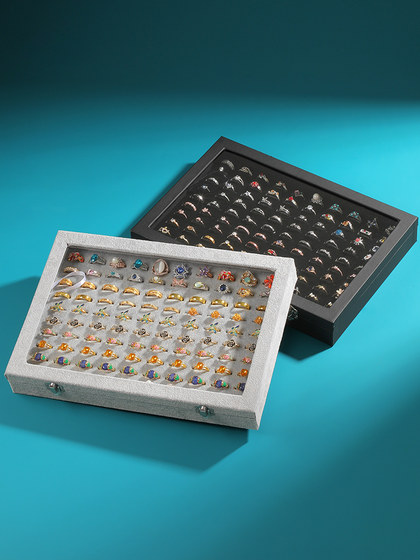 带盖绒布百位戒指盒收纳盒大容量首饰盒对戒盒子饰品盒摆摊展示盒