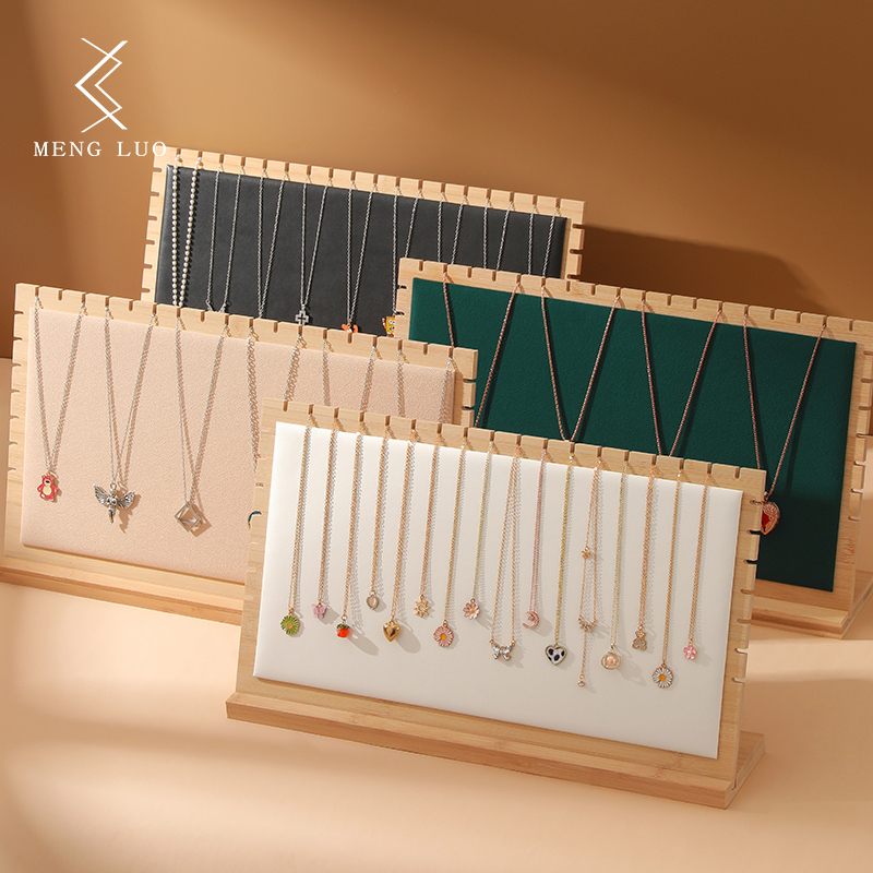 Extra-Large Jewelry Display Stand, Necklace Hanger, Bamboo Jewelry Rack, Bracelet Storage Rack, Sweater Chain Display Rack for Stall Setup