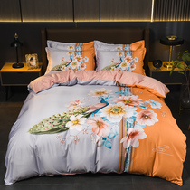 New digital printed large version washed real silk Silk Ice Silk Four Pieces of Skin Skin Soft Ice Silk Bed Bedding