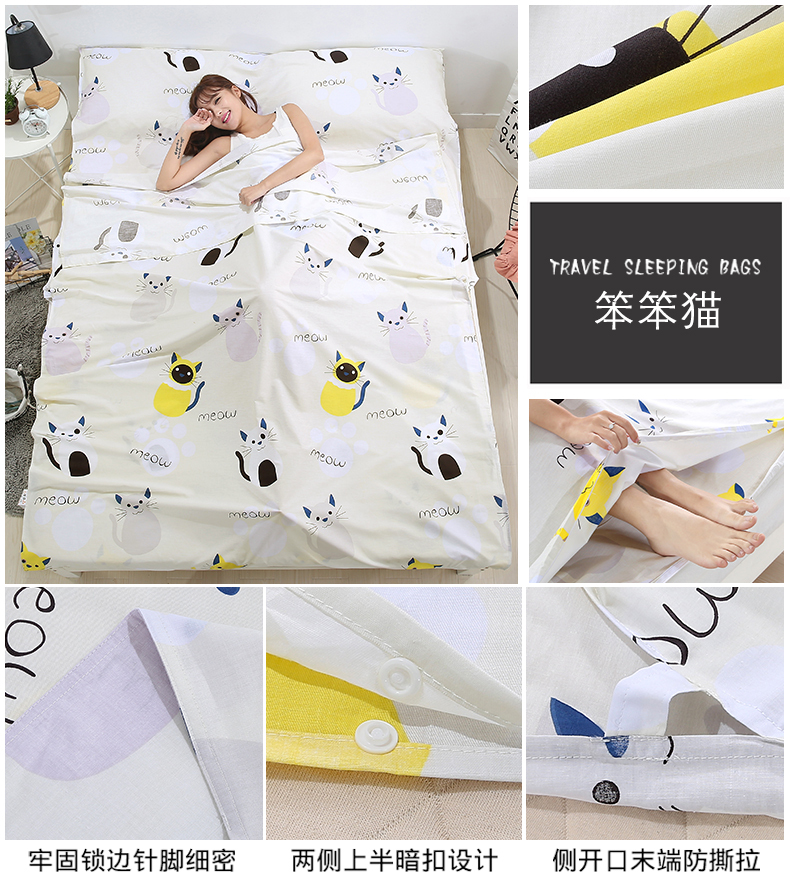 Du lịch bẩn túi ngủ dành cho người lớn tấm xách tay khách sạn trong nhà bẩn quilt cover cotton du lịch ngoài trời duy nhất đôi túi ngủ