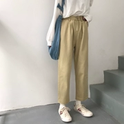Mùa thu Hàn Quốc lỏng lẻo thắt lưng là quần jean mỏng thẳng retro hoang dã mỏng chín học sinh