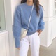 Mùa thu và mùa đông Hàn Quốc phụ nữ retro chic kẹo màu áo len dài tay áo len rộng cổ áo len hoang dã áo khoác len cardigan nữ Áo len