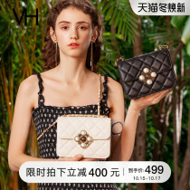 VH womens bag 2021 New cowhide bag simple diamond shoulder bag fashion shoulder bag exquisite romantic pearl bag