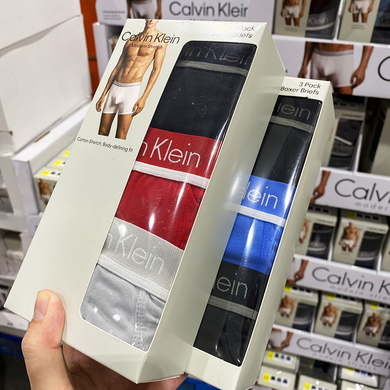 Costco Purchased Imported Calvin Klein Men's Ck Pure Cotton Boxer Briefs, 3 Pairs