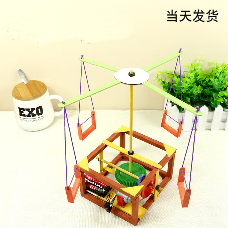 Tech Small Making Fun Turntable Rotation Trojan Horse Artisanal Creative Assembly Model Material Diy Toys