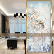  Modern light luxury translucent art glass screen entrance partition living room entrance aisle TV background wall elk